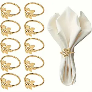 Napkin Ring Set, 10pcs/set Leaf Design Napkin Ring, Table Decoration Supplies for Wedding & Party Napkin Ring Set, 10pcs/set Leaf Design Napkin Ring, Table Decoration Supplies for Wedding & Party