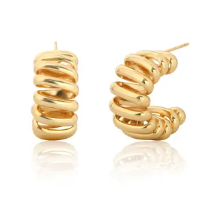 Mytys Twisted Hoop Earrings Chunky Spiral Design Luxurious Statement Jewelry for Women Gift Thick Studs