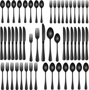 30 Pcs Black Silverware Utensil Set for 6, Stainless Steel Flatware Tableware Set, Include Forks, Spoons and Knives Cutlery Set, Mirror Polished Dining Set for Home Restaurant