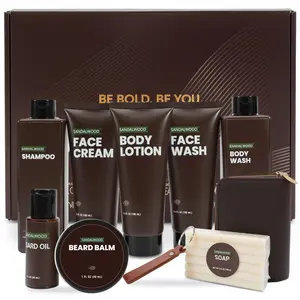 Gifts for Men, Gift baskets for Men, Sandalwood Holiday Bath & Body Grooming Mens Gift Sets, Birthday Gift Ideas for Dad Boyfriend Husband Valentines, Holiday Grooming Gift Sets