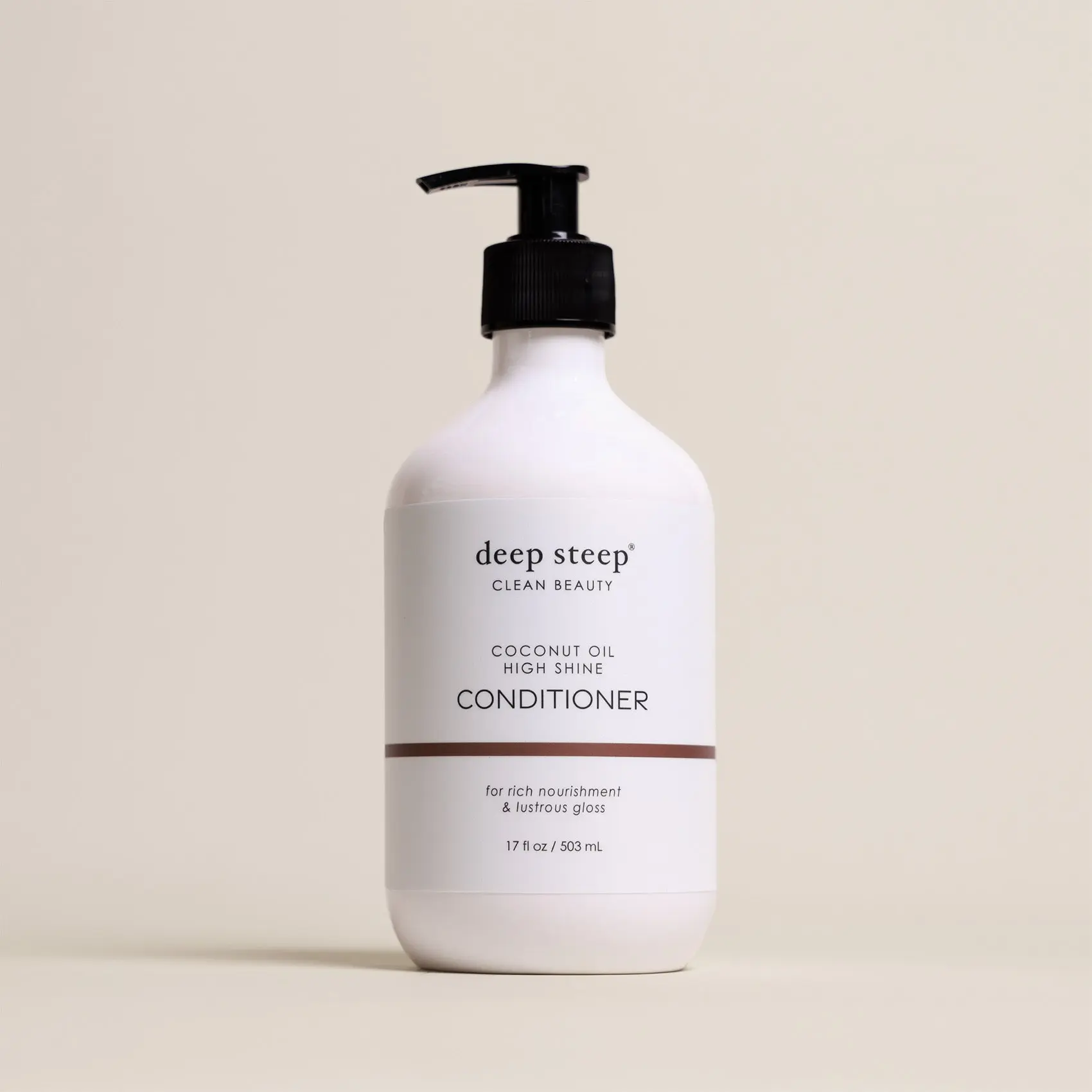 Deep Steep Premium Coconut Oil High Shine Conditioner (17 fl oz/505 mL) - Organic, Gentle, Glycerin-Infused, Rice-Enhanced, Instant Repair, Moisturizing Haircare, Plant-Based, Vitamins for Dry Hair, Cleansing Support