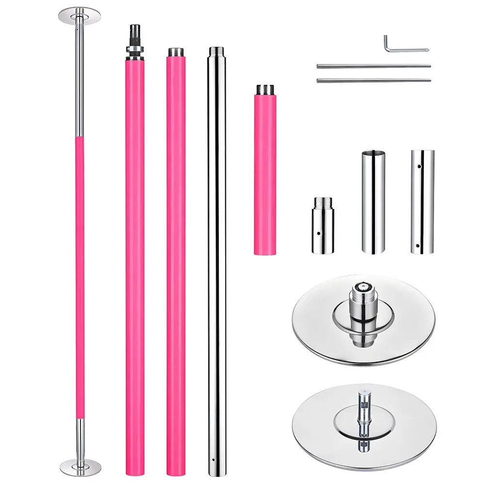 Yescom 12.6 Ft Static Spinning Dancing Pole Kit 45mm Silicone Party Club Exercise Pink