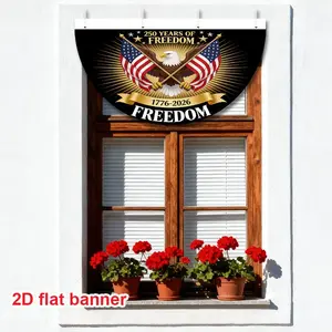 1pc USA 250th Anniversary Semi-Circular Party Banner, Double-Sided Durable Polyester, Patriotic Decoration for Independence Day Celebration, Outdoor Front Door Porch Wall