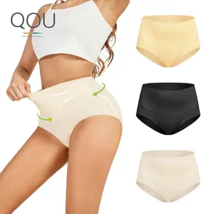 QOU Tummy Control Underwear for Women,High Waisted Bikini Brief, Comfort Fit Seamless Panties, High Elasticity Underwear, S-2XL Minimalist Basic Womenswear Lingerie Bridal underwear women panties under garments