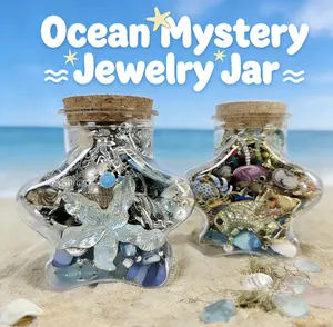Jollyhit Ocean Mystery Jewelry Jar – 24PCS Beach & Sea Themed Jewelry Set | Summer Aesthetic,Sea Life Jewelry, Perfect Summer Gift，Vacation Must-Have, Cute Gift summervibes