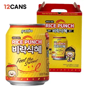 aldo Fun & Yum Vilac Shikhye Sweet Rice Punch Drink, Pack of 12 Cans, Korean Traditional Sikhye, Malty-Rice Flavored Beverage, Best Dessert Drinks, No Artificial Colorings, 팔도 비락 식혜 8.06 fl oz x 12