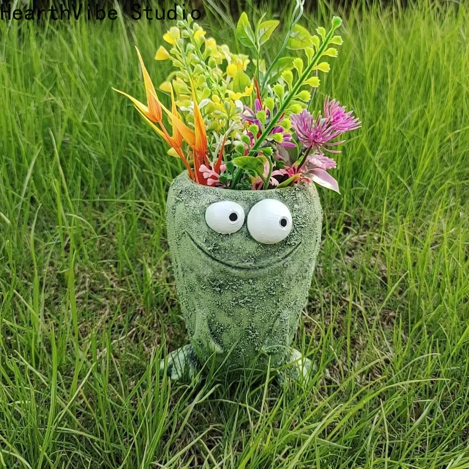 Ceramic Frog-Shape Planter Pot - Decorative Round Pot with 2 Lucky Bamboo Stalks, Multi-Functional Pen Holder for Indoor Home Use, Creative Gift