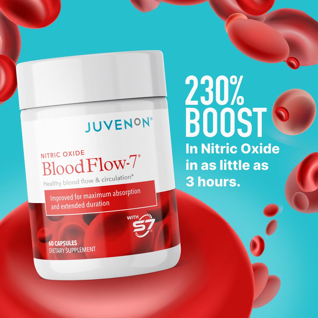 Juvenon BloodFlow-7 Nitric Oxide - Natural Dietary/Fitness Supplement for Healthy Blood Pressure & Muscle Support - Healthcare