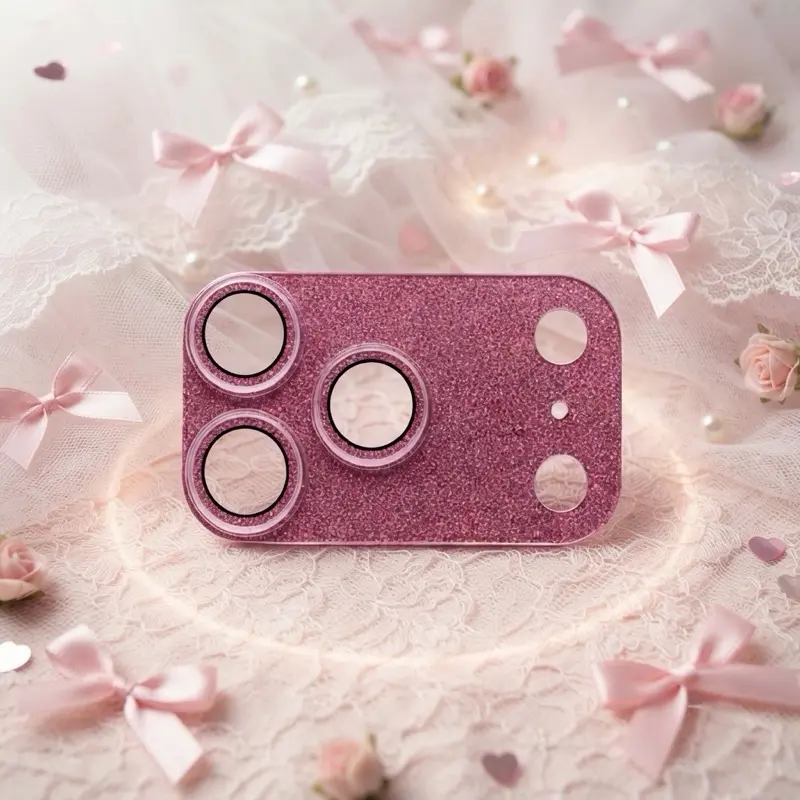 Glitter Camera Lens Protector Cover with Protective Layer for iPhone 17 Pro Max, DIY Scrapbooking & Stamping Smartphone Lens Cover Accessory