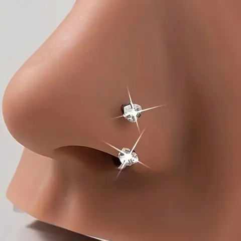 Fashionable Stainless Steel Heart-Shaped Nose Ring, Shiny Zirconia Stone, Women's Daily Wear, Body Jewelry, Nose Piercing Jewelry, Gift for Friends, Body Jewellery