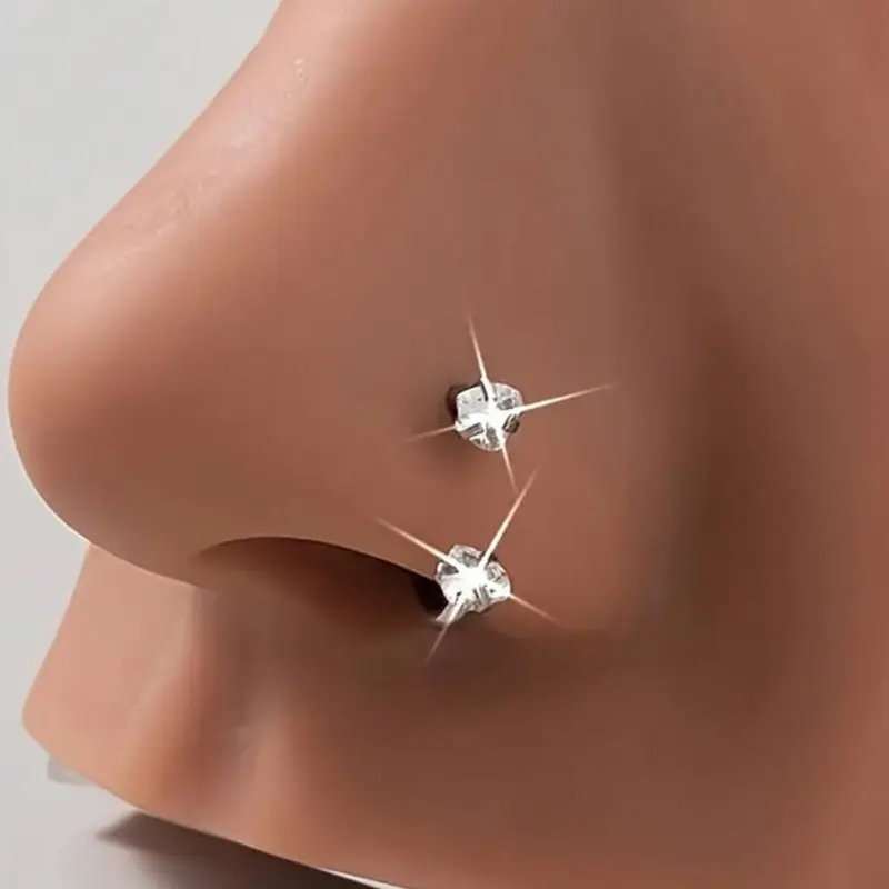 Fashionable Stainless Steel Heart-Shaped Nose Ring, Shiny Zirconia Stone, Women's Daily Wear, Body Jewelry, Nose Piercing Jewelry, Gift for Friends, Body Jewellery