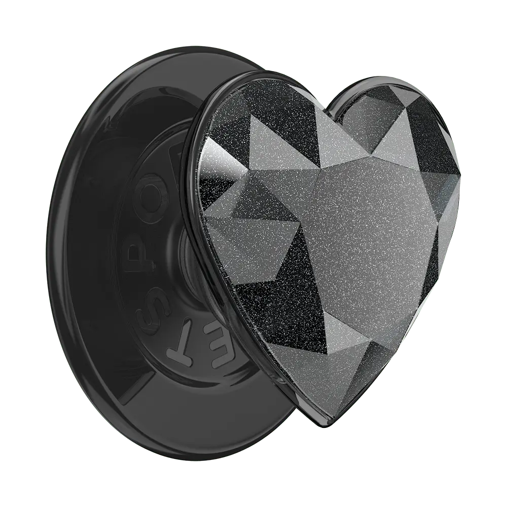 Popsockets MagSafe PopGrip Crystal Heart Black Glitter