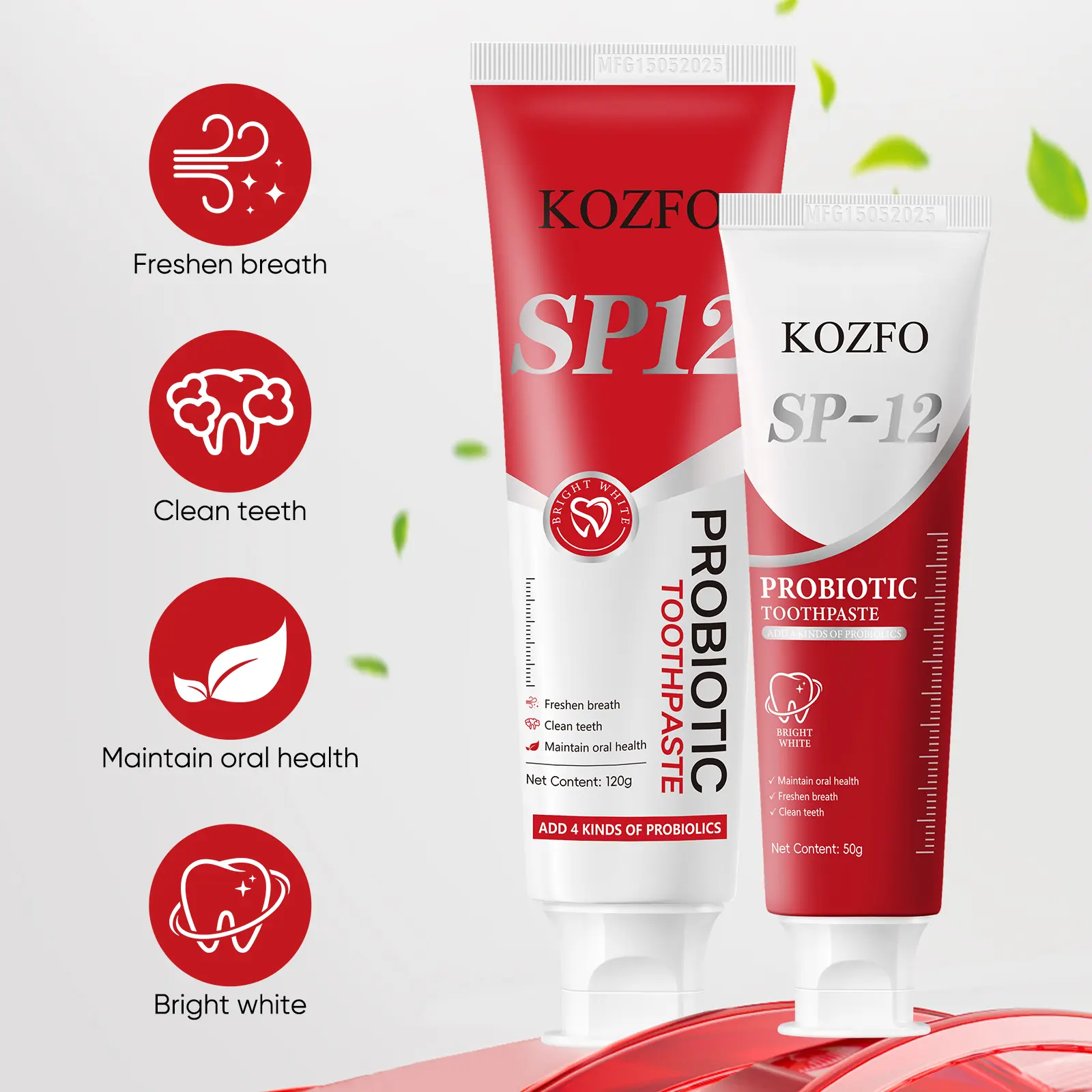 KOZFO SP-12 Probiotic Toothpaste with 4 probiotics—deeply cleans