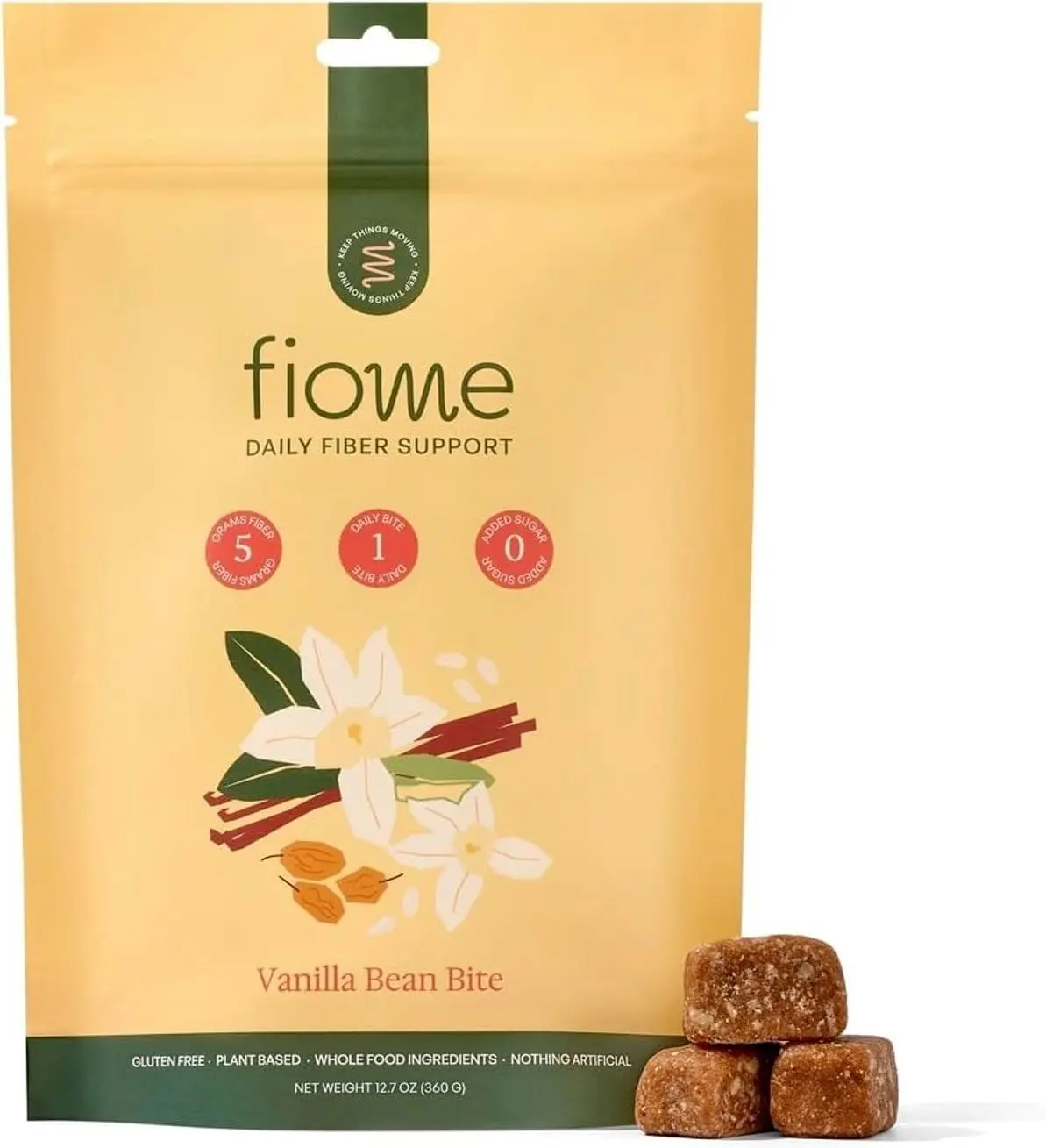 Fiome Fiber Bites - 5g Daily Fiber Supplement - Supports Regularity, Digestion and Gut Health - All Natural Ingredients, Vanilla Bean Flavor, 30 Servings