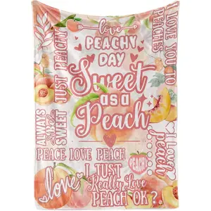 Flannel Blanket |Peach Flannel Throw Blanket, Funny Cute Gifts For Peach Lovers, Perfect Birthday Gifts For Women| Home & Gift