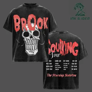 Brook "SoulKing Tour" Washed Oversized Tee – Double-Sided Print One Piece Shirt | Vintage Streetwear Unisex T-Shirt | Heavyweight Cotton Anime Manga Tee | Gift for Anime Fans