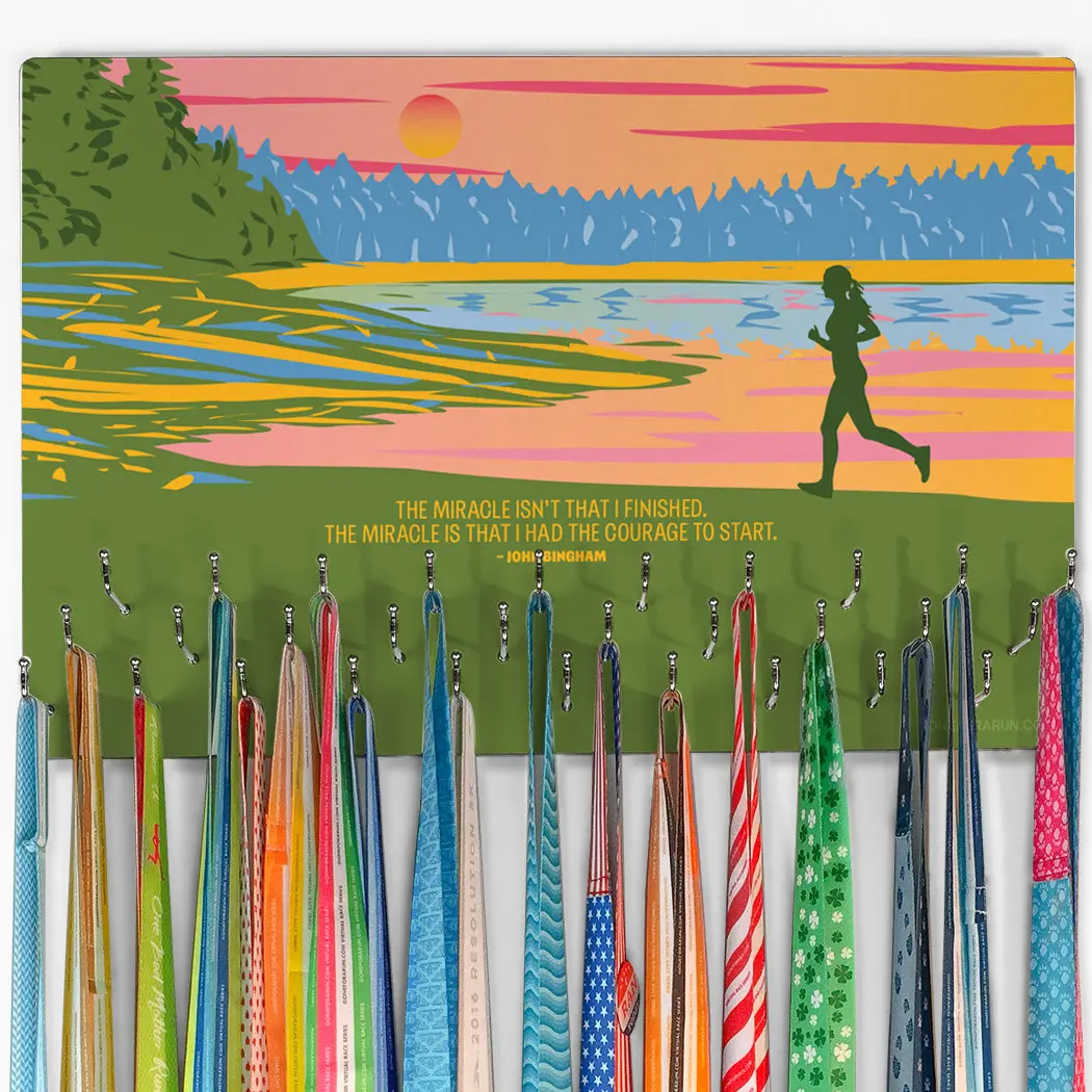 Running Large Hooked on Medals Hanger - Courage to Start
