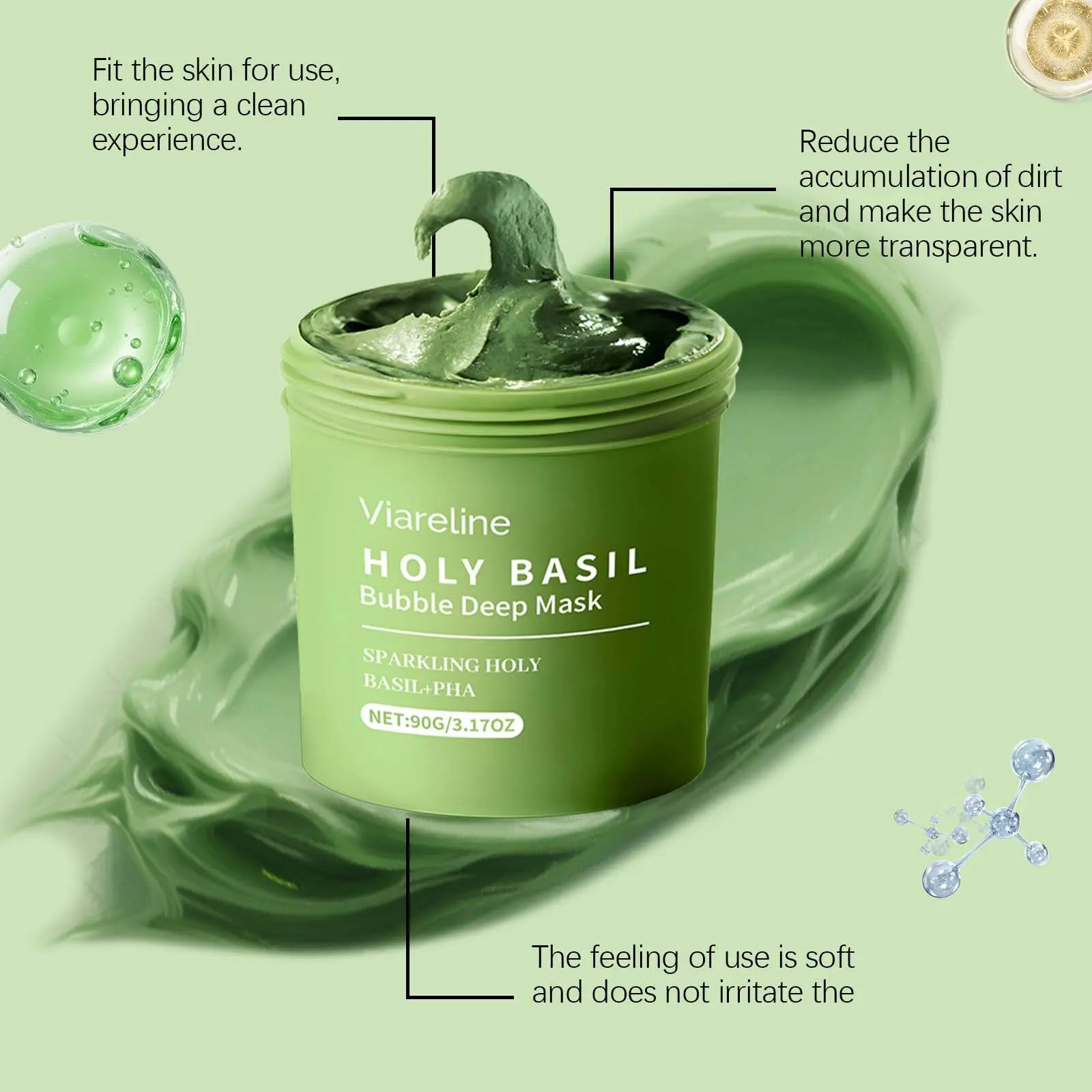 Bubble Deep Cleansing Mask: Gentle cleansing, oil control, blackhead removal, and moisturizing for facial skin. sparkle holy basil