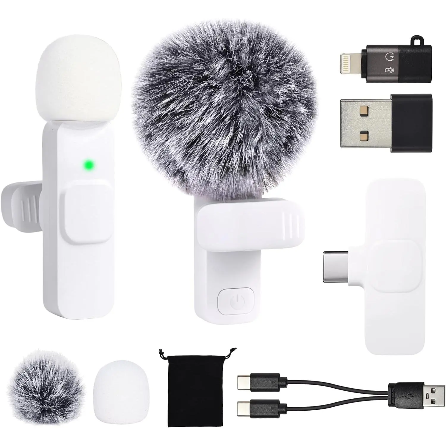 Mini White Microphone for  Android Phone Tablet ipad PC, Usb C  Lavalier Mic for Video Recording Vlogging Youtube  Podcast Interview content creators,  Microphones Clip  Mics