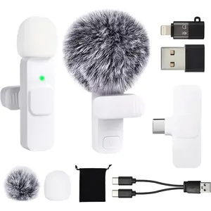 Mini White Microphone for  Android Phone Tablet ipad PC, Usb C  Lavalier Mic for Video Recording Vlogging Youtube  Podcast Interview content creators,  Microphones Clip  Mics
