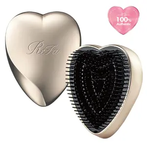 ReFa Heart Brush Champagne Gold Heart Hair Brush - Official Product No Tangle Daily Haircare Detangler Heatless Hair Brush for All Hair Types