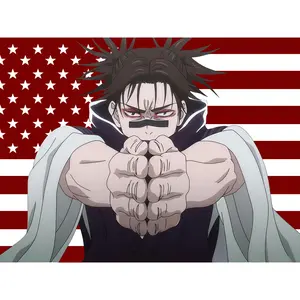 Jujutsu Kaisen American Flag Banner Tapestry - Smooth, High-Quality Print, Lightweight Hanging Decor, Anime Room Decor, Fan Gift
