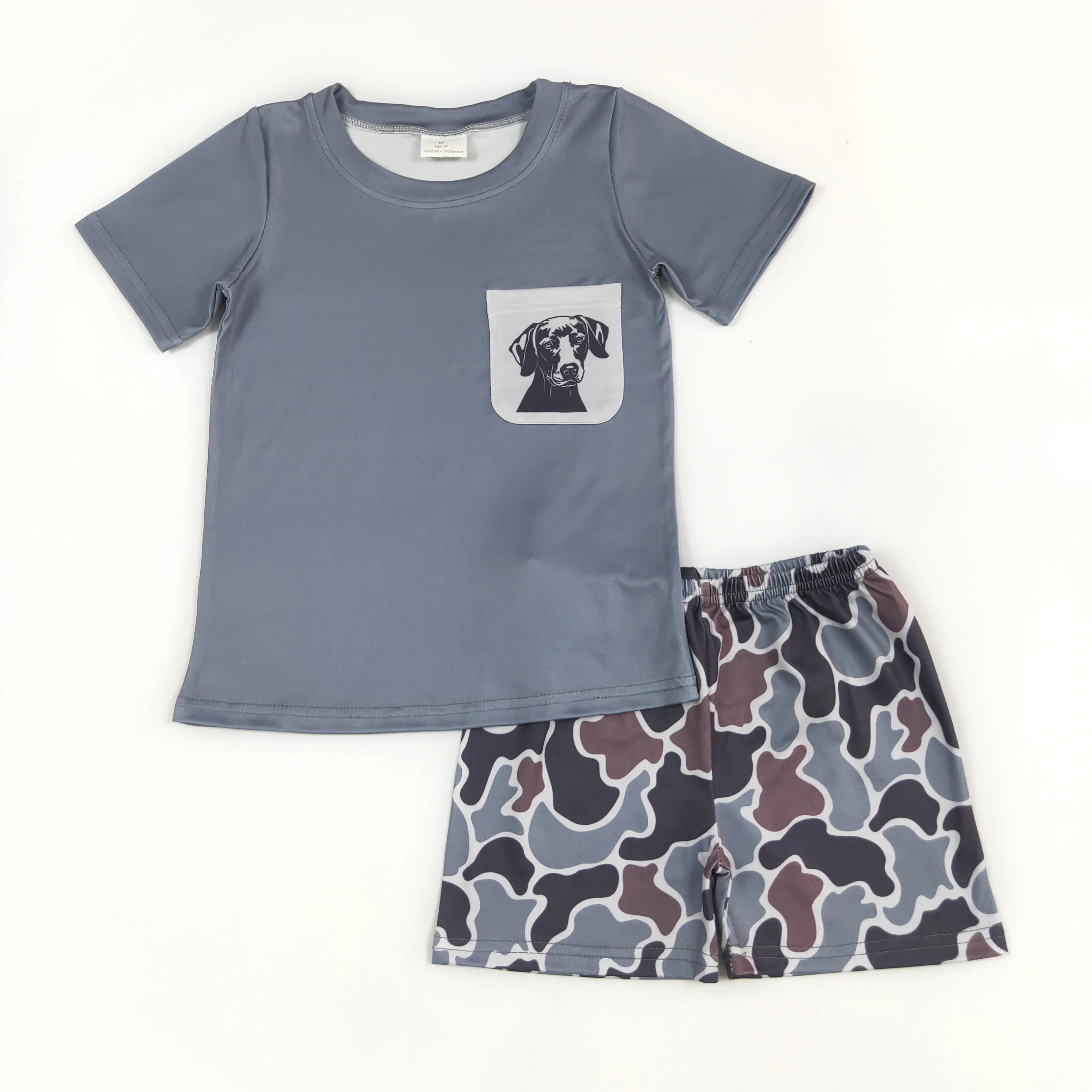 Camouflage dog Print Short Sleeve Boy Set