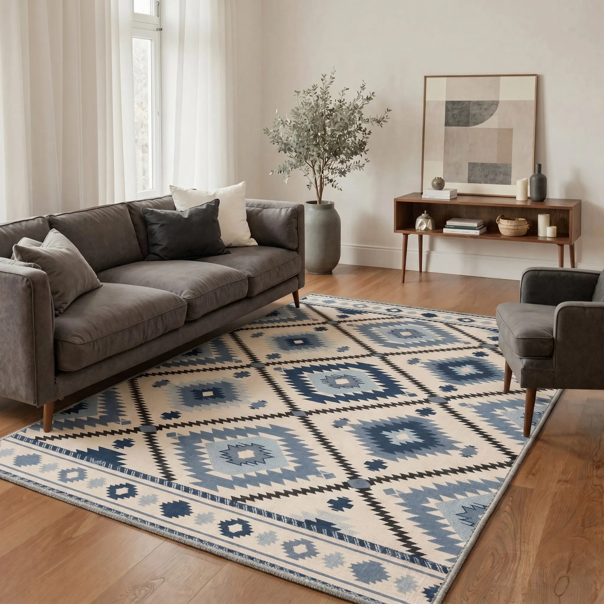 【Deals For You Days】GENIMO Rug – Pet Friendly, Non-Slip, Soft, Machine Washable Floor Carpet, Area Rug Perfect for Living Room, Bedroom, Kitchen, Hallway, Stylish Home Interior ,ARP3192-INDIGO MARBLE