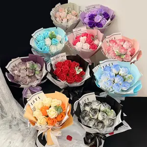 Artificial Rose Bouquet, 1 Box Colorful Romantic Soap Flower Bouquet, Decorative Flowers for Home Party Wedding Anniversary Festival, Fruit, Artificial Roses Bouquet