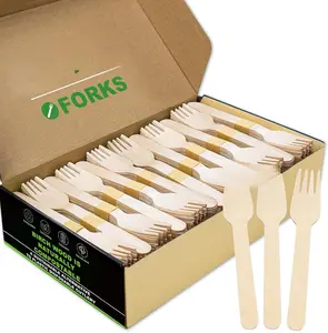 Disposale Wooden Forks– 360 Pcs Biodegradable Compostable Wood Forks for Eating – Eco-Friendly Alternative to Plastic Utensils Disposable Pack Set Outdoors Metallic