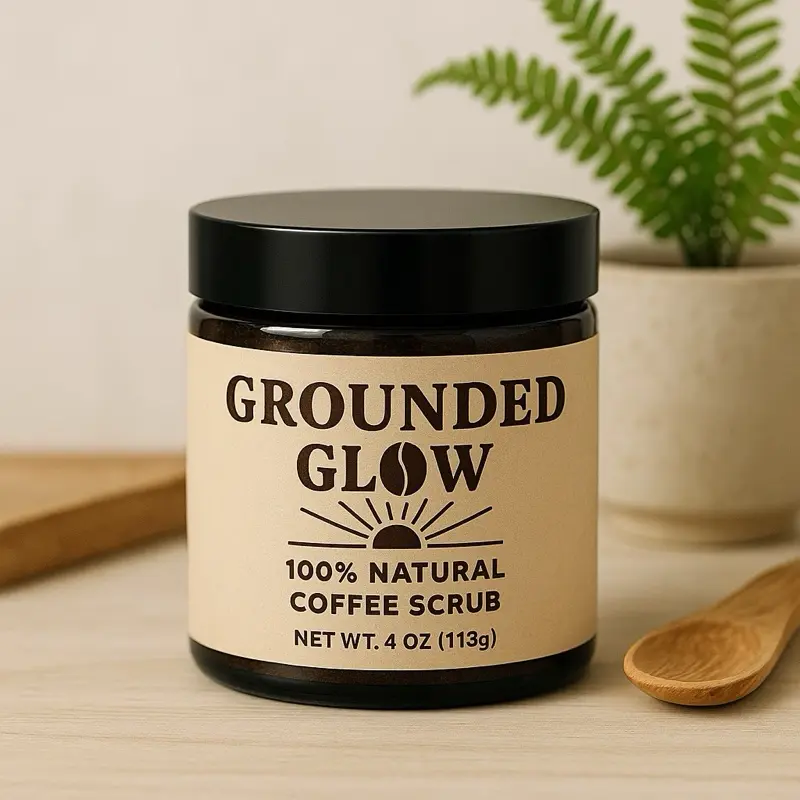 Grounded Glow - Natural Coffee & Cacao Scrub 4oz - Glowing Soft Skin!  Vanilla Coconut Daily Body Care