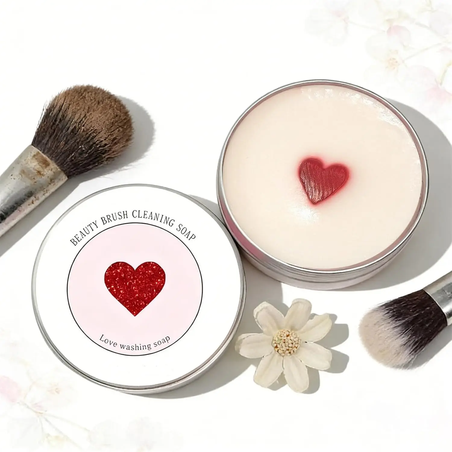 Makeup Brush Cleaner Soap with Silicone Cleansing Pad- Gentle Makeup Brush Soap for Beauty Blenders, Vegan & Cruelty-Free
