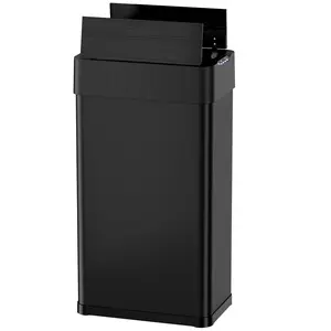 Arlopu 16 Gallon/60L Automatic Trash Can, Touchless Motion Sensor Trash Bin, Smart Garbage Can with Soft-Close Butterfly Lid, Stainless Steel Bin with Bag Retainer Ring and Display Light,for Kitchen,Living Room Office