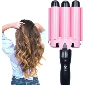 3 Jumbo Barrel Curling Iron Wand  Hair Waver Temperature Adjustable Ceramic Big Waves Hair Crimper