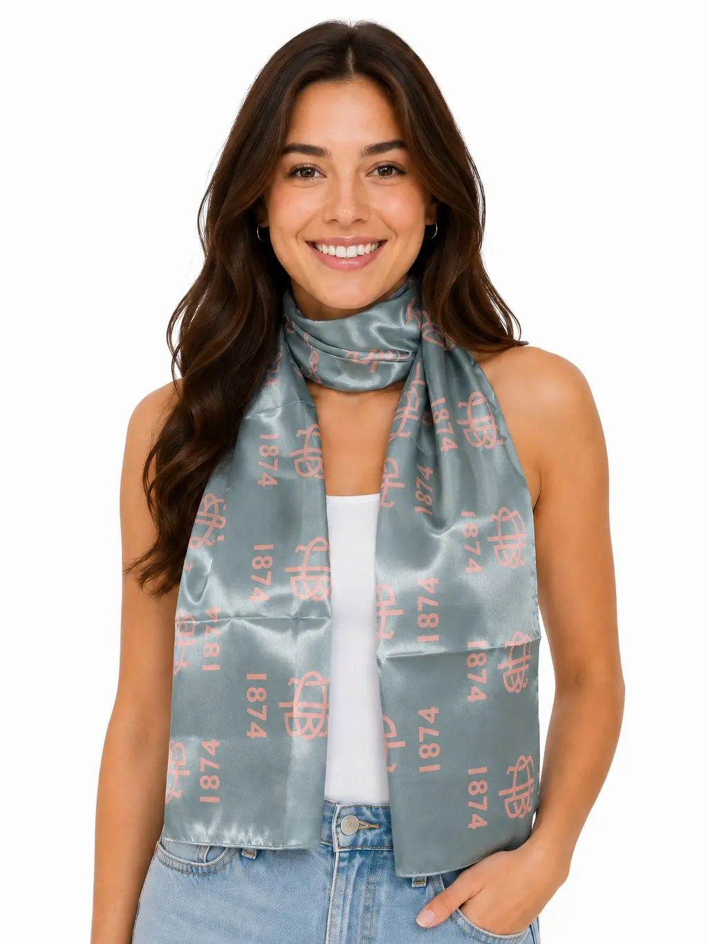 Gamma Phi Beta Elegant Smooth Satin Scarf - Officially Licensed Sorority Accessory for Female Active Members & Alumni Gatherings, Beautiful Design, Perfect Gift, 1 Size, Ceremony Scarf