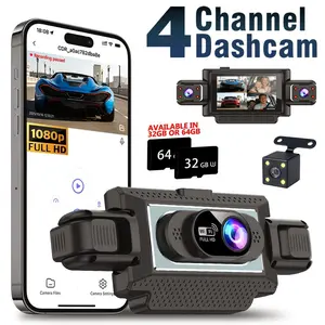 1080P HD Front Rear Left Right Car Video Camera, 360° 4-Channel WiFi Dash Cam, APP Control, 24/7 Parking Mode, Night Vision, G-Sensor, Loop Recording, Ideal for Drivers