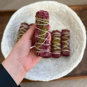 Sacred Strength Dragon’s Blood Sage & Wild Flowers Smudge Stick 4 Inch Hand-Wrapped White Sage with Dragon’s Blood Resin for Meditation Altar & Decor