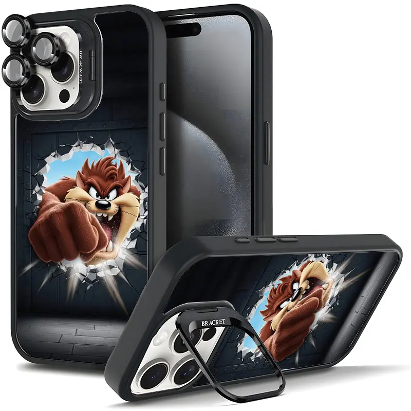 Tasmanian Devil Taz Protective Shockproof TPU Smartphone Case - Tough Magnetic Durable Casing with Metal Lens Frame, Film, Bracket Stand, Camera Holder for iPhone 17/AIR/16/15/14/13/12/11 PRO PLUS MAX, Samsung Devices, Full Protection Accessory 11X-L1089,