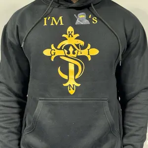 I'm N's Hoodies - Black Casual High-Quality Soft Texture Hoodie with Gold Logo for Men