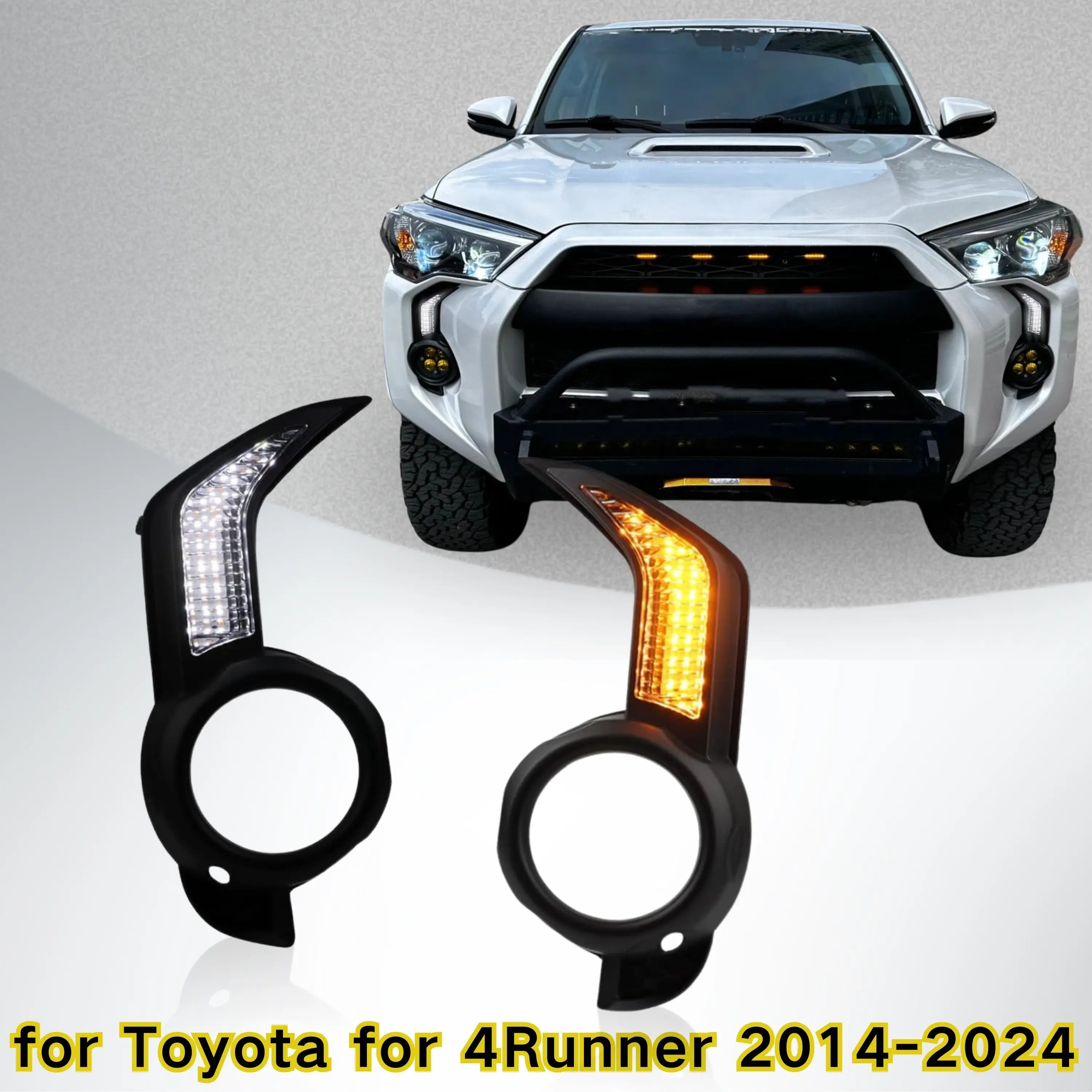 Toyota 4Runner 2014 & Newer 2-Piece Front Bumper Light Covers - Perfect Replacement Parts, Vehicle Accessories