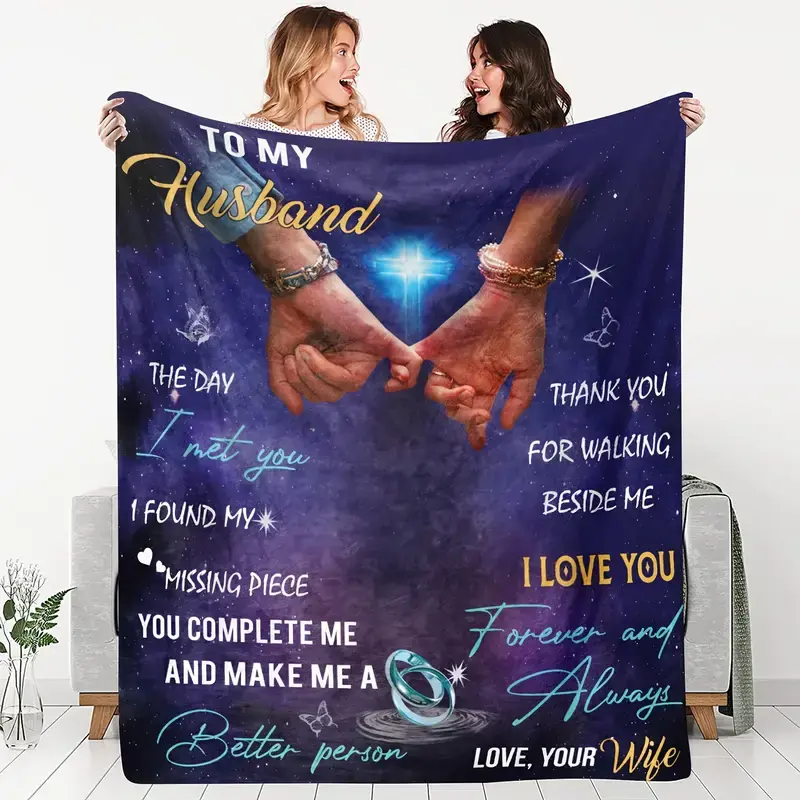 Customized 100% Polyester Wrinkle-Resistant Soft Flannel Blanket with Letters - Wedding, Thanksgiving Gift for Grandparents, Multi-Size Sofa Throw (76cm×101cm/30x40in, 81cm×122cm/32x48in, 127cm×152cm/50x60in)