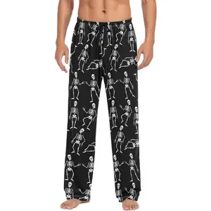 Halloween Skeleton Black Mens Pajama Pants Men's Pajama Bottoms Soft Sleep Pjs Lounge Pants