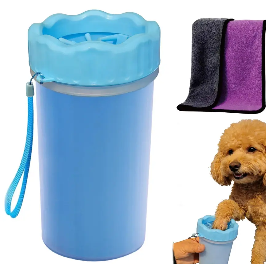 Dog Paw Cleaner & Washer Kit with Towel, Fast Clean Mess-Free Compact Pet Paw Cleaning Tool for Small/Med Breed Dogs & Cats