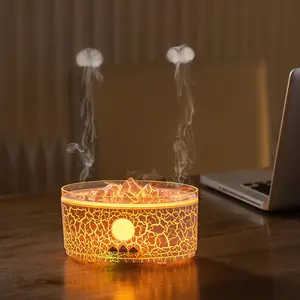 Simulated Volcano Design Aroma Diffuser, Essential Oil Diffuser, Decorative Air Humidifier with Night Light, Mist Maker for Bedroom Home Office Decor, Aromatherapy Humidifier