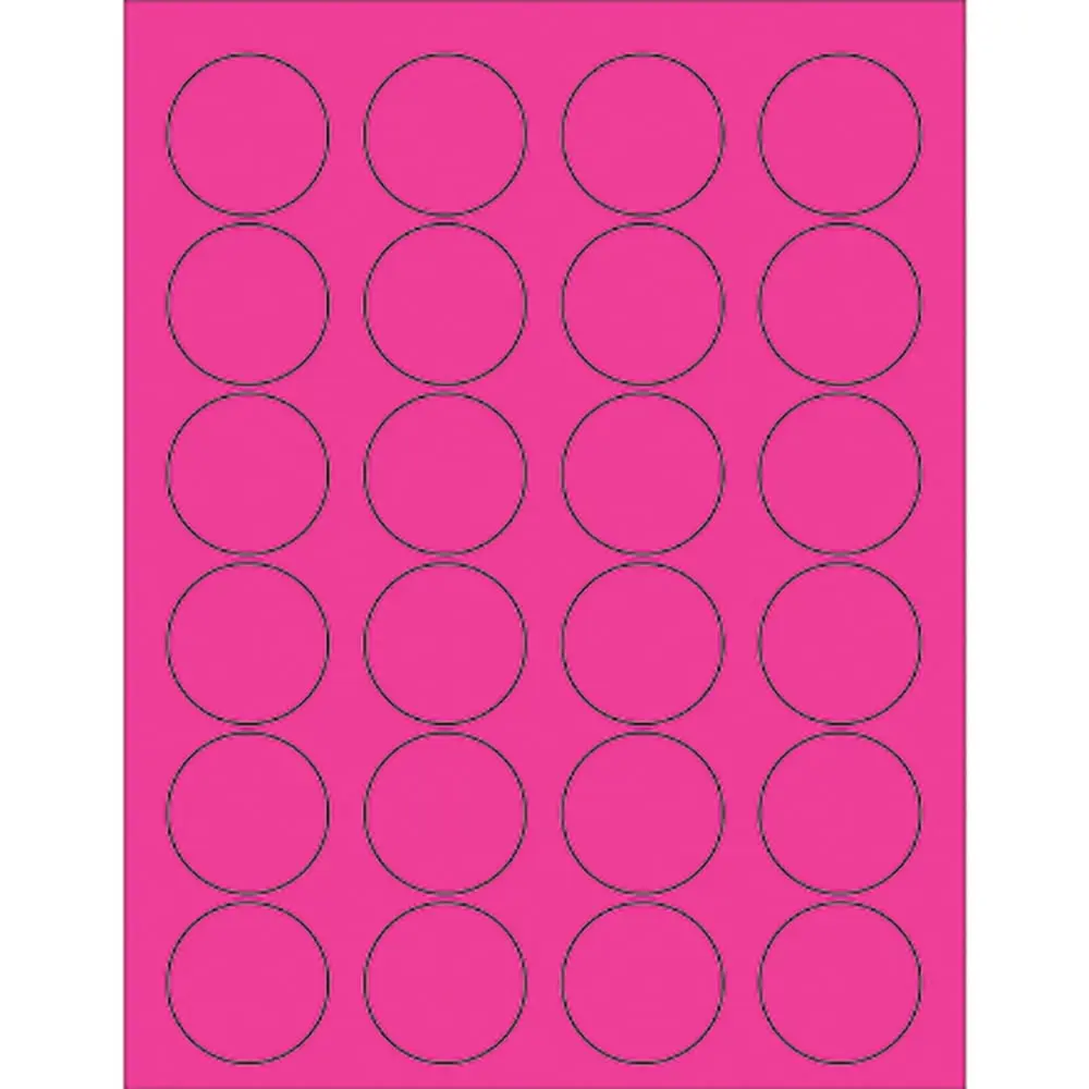 212 MAIN LL193PK Permanent Glue Self-Adhesive Paper Mailing Labels, 1.63 in. (1 5/8" Dia.) Fluorescent Pink Circle Shape, Laser & Inkjet Compatible for Glass - Pack of 2400 (Fluorescent Pink Circle Laser Labels)