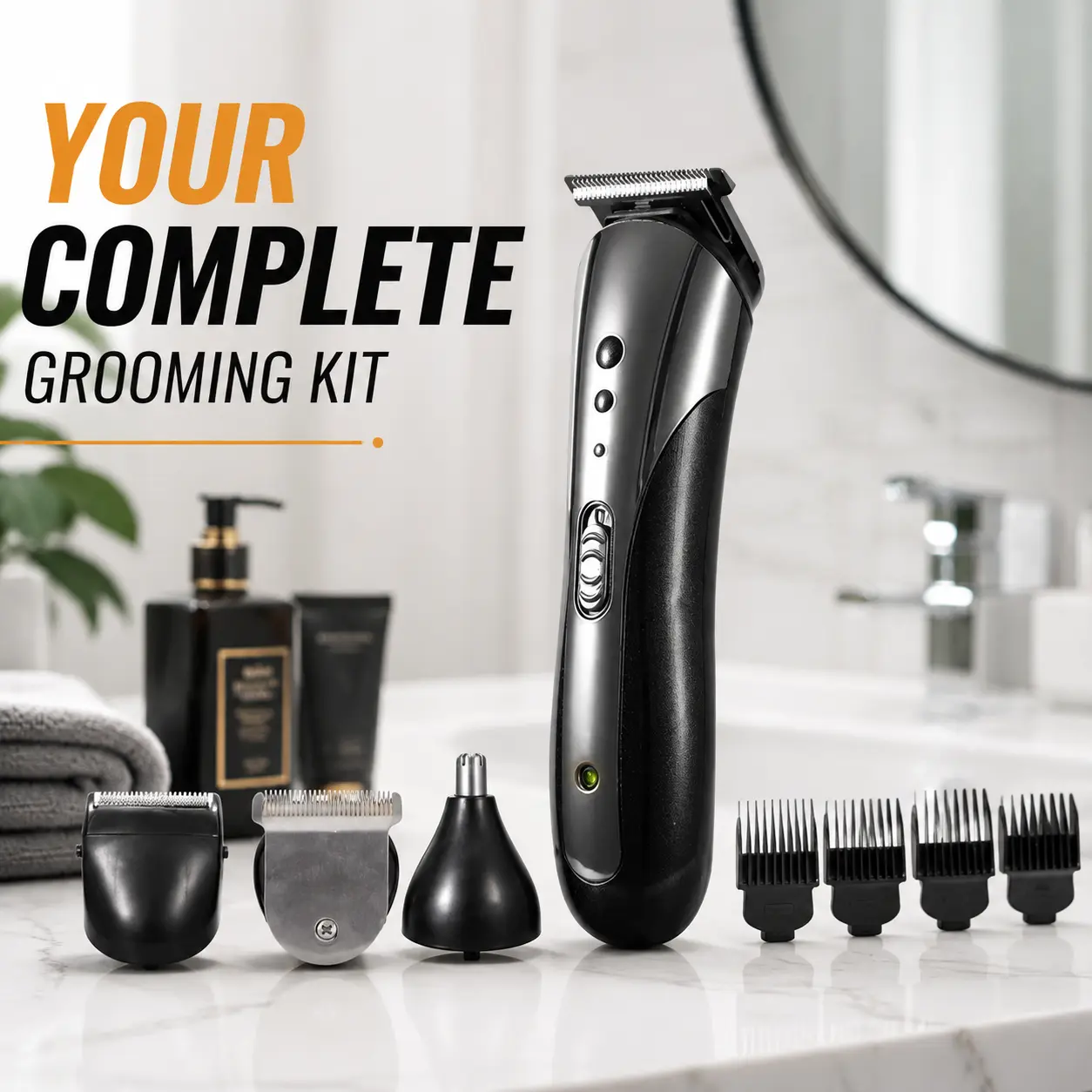 SHINON Compact Multi-Use Male Grooming Set - Rechargeable Clipper Tool, Electric Hair Clipper, Beard Shaver and Nose Trimmer for Men-2132