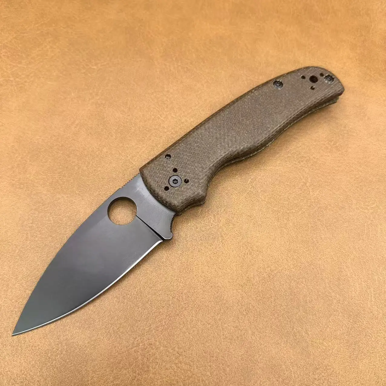 Folding Pocket Knife, D2 Steel Black Blade, Micarta Handle EDC Utility Knife, Portable Everyday Carry Outdoor Cutting Tool