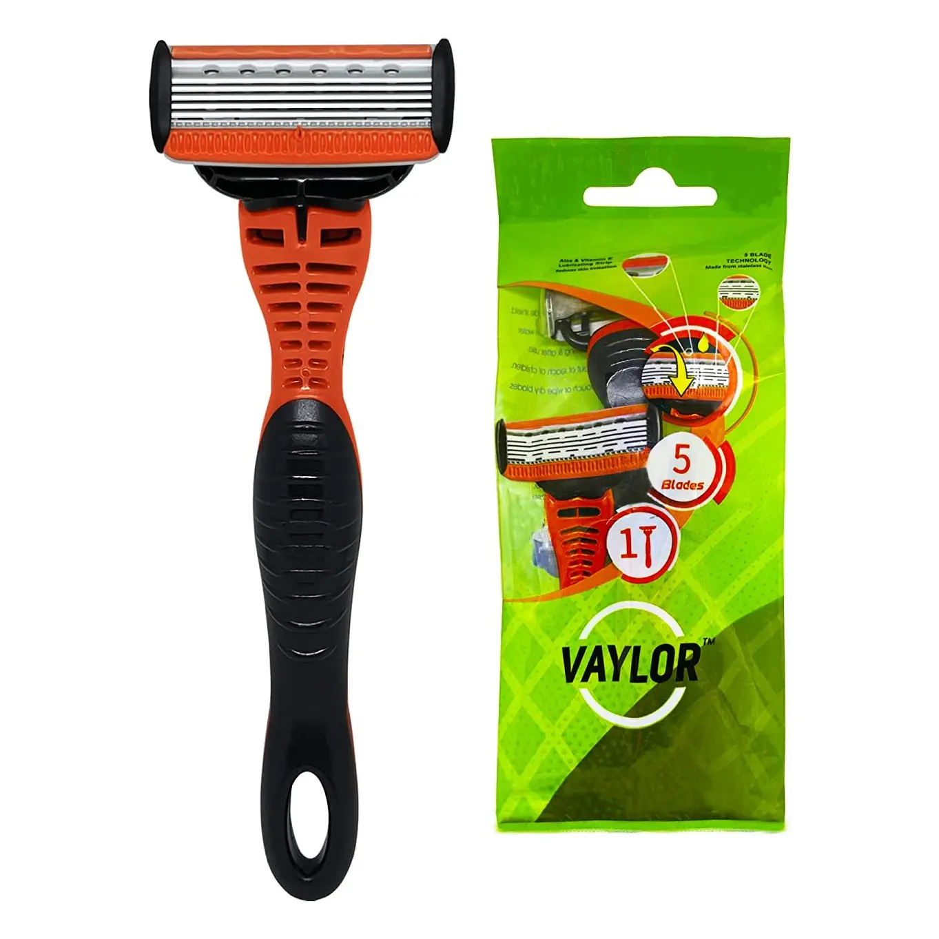 Vaylor 5 Blade Pivoting Mens Comfort Disposable Smooth Shaving Razor ...