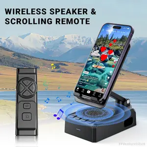 Wireless Speaker Cellphone Stand with Remote Control for Tiktok Scrolling, Rechargeable Portable Mobile Tablet Stand, Gifts for Family Friends Smartphone Mount(UPGRADED) FFVentureVibe8