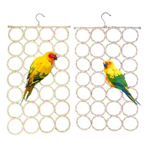 Parrot Swing Hanging Toys 2 Packs - Bird Climbing Rope Net Ladders Activity Toy (Random Color, Style-1) for Parakeet Cockatiel Cockatoo Conure Mini Macaw